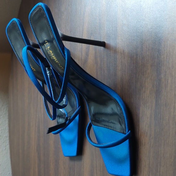 SAINT LAURENT Baliqua Sandals Blue Size 36.5 - Picture 4 of 14